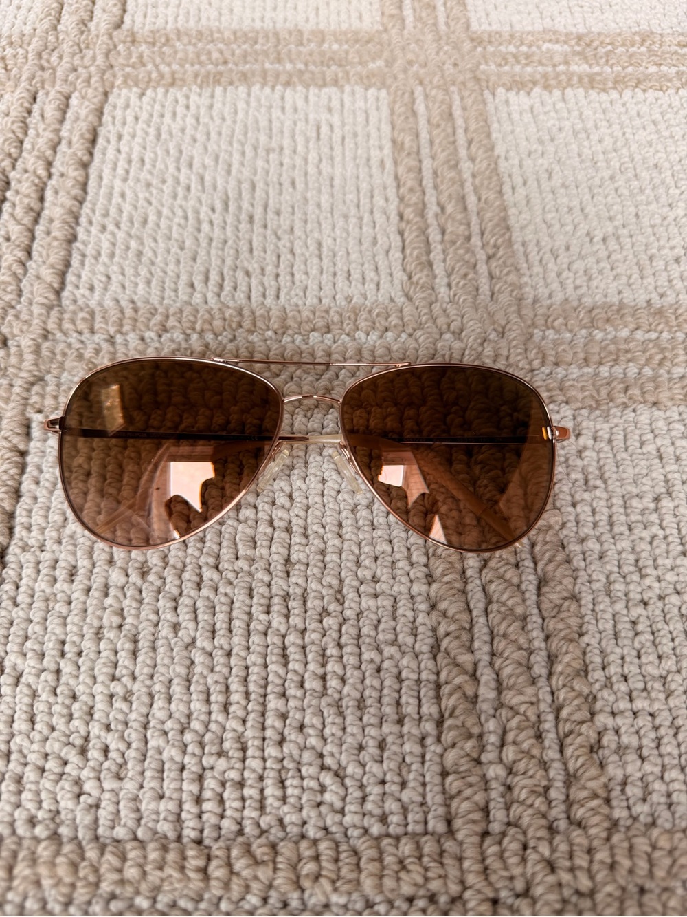 Oliver Peoples Rose Gold Frame Brown Lens Aviator Sunglasses